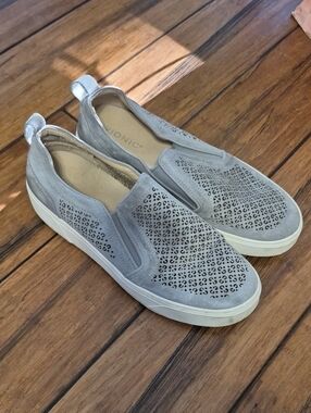 VIONIC Women's Perforated Slip-On Sneaker in Light Gray
